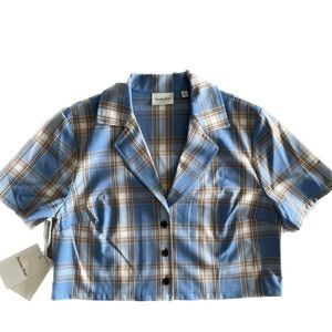 Aritzia Sunday Best Blue Plaid Crop
